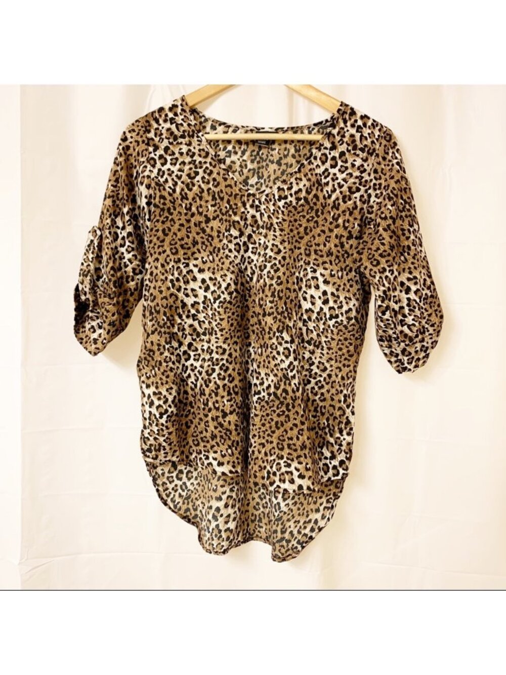 Twik Simons Cheetah Hi-Low 3/4 Sleeve Top Small